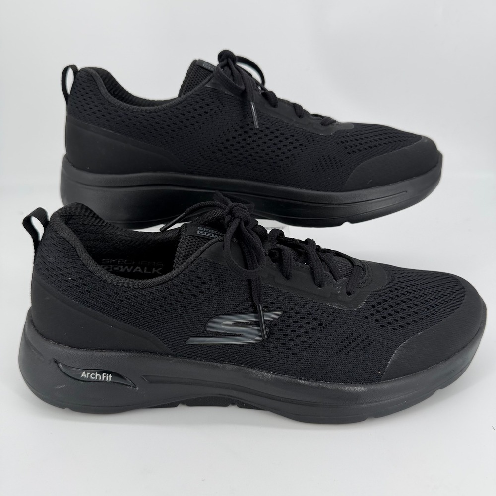 Skechers GO WALK Arch Fit Black Mesh Walking Shoes 124404W Womens 10.5 Wide